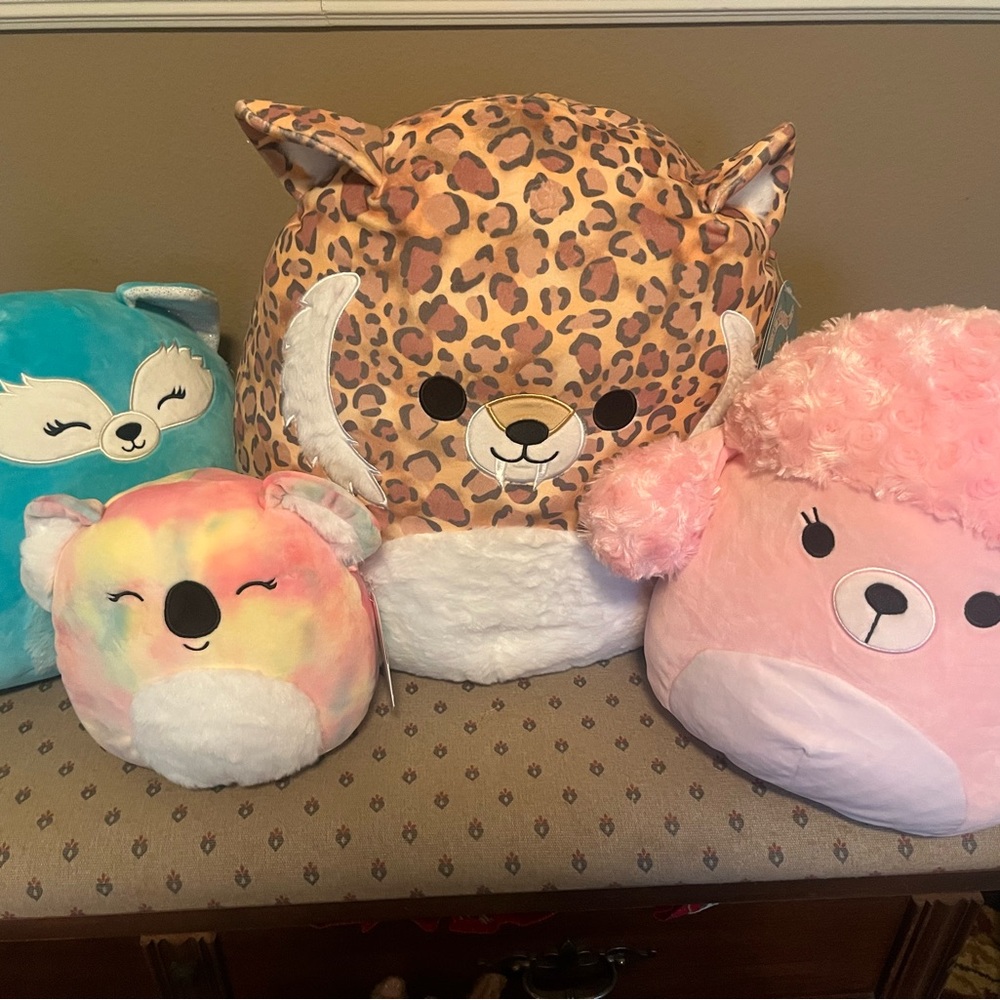 Set of Four Squishmallows Plush Animal Pillows Stuffed Animals NWT